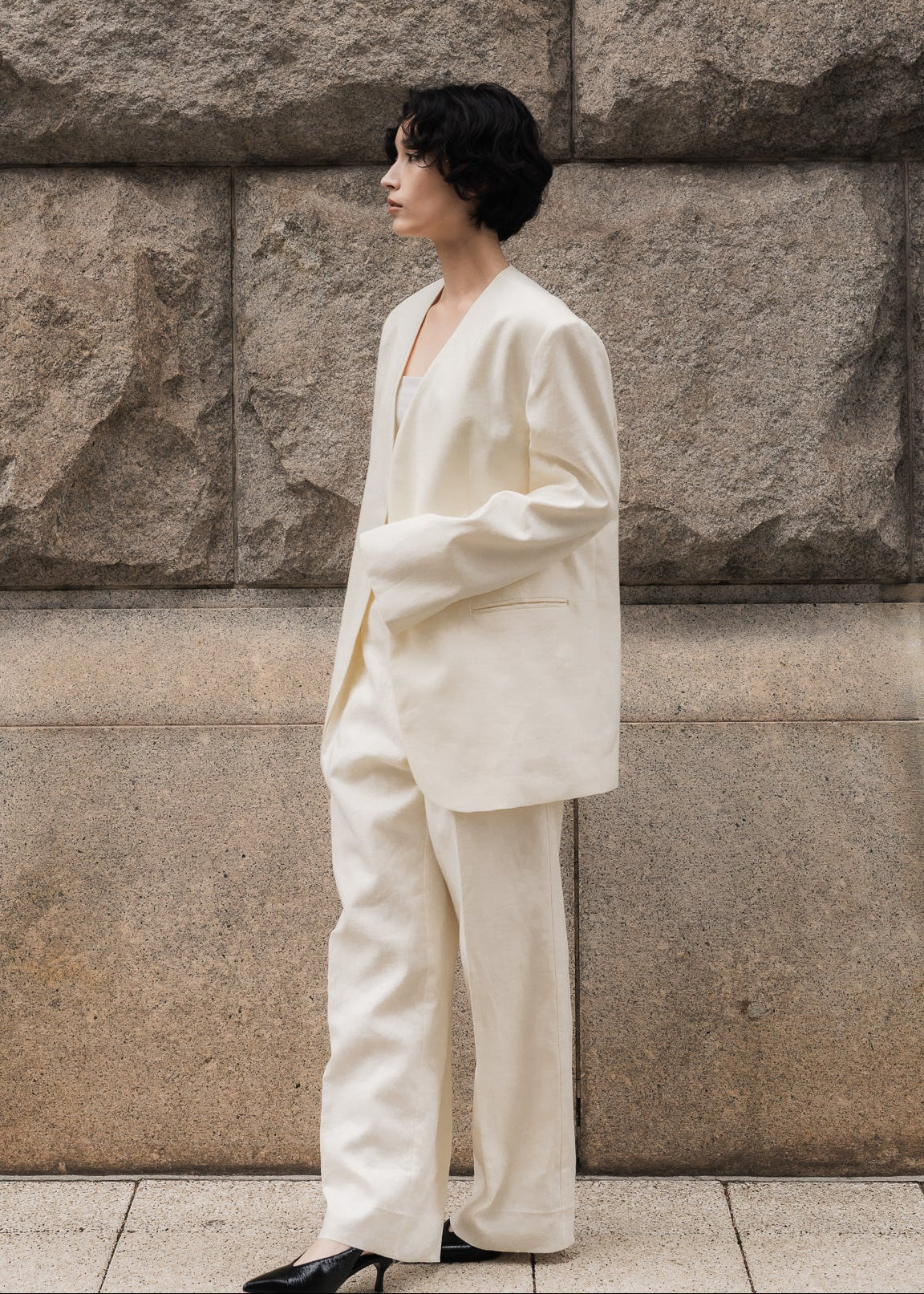 【PRE ORDER】Linen Wrap Trousers (Chalk)