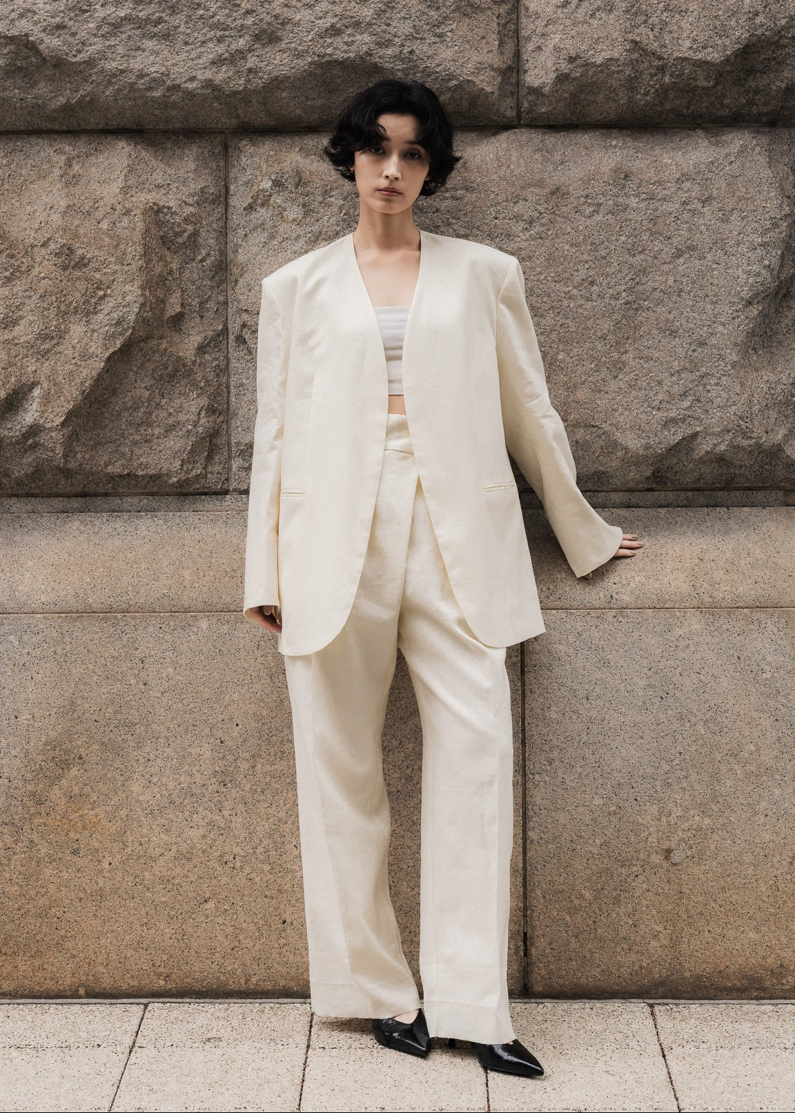 【PRE ORDER】Linen Wrap Trousers (Chalk)