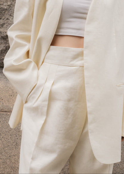 【PRE ORDER】Linen Wrap Trousers (Chalk)