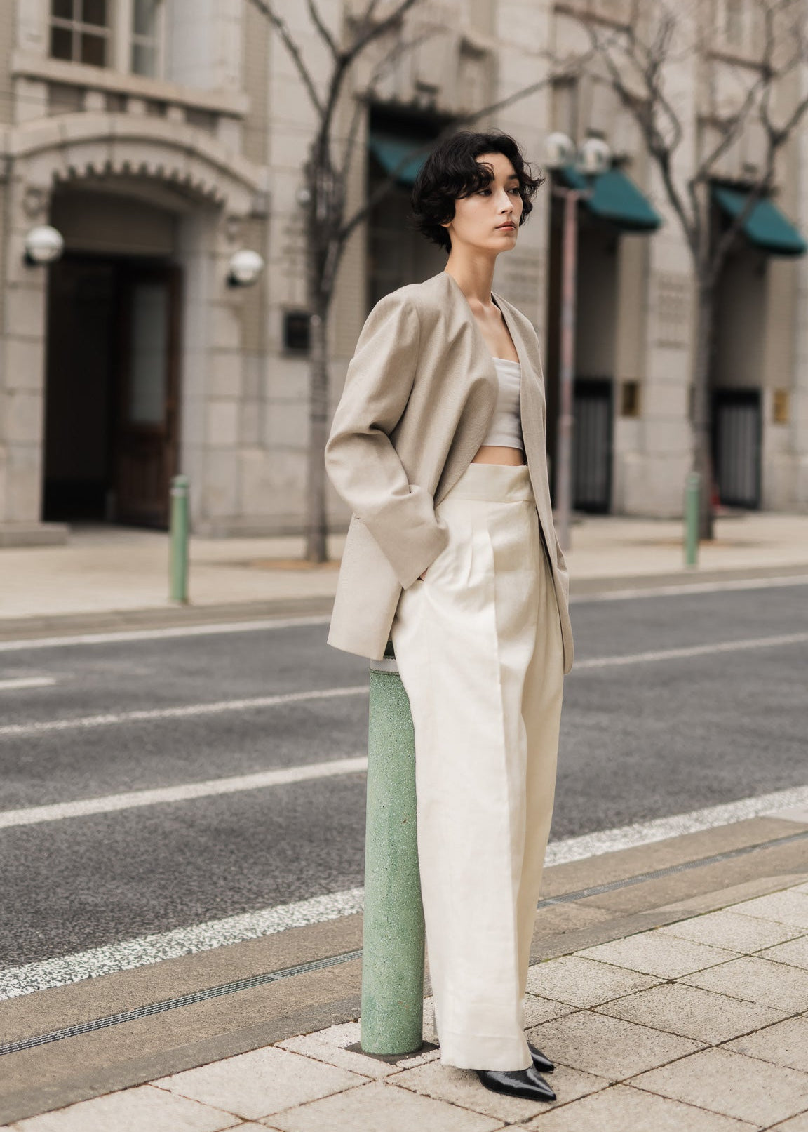 【PRE ORDER】Linen Wrap Trousers (Chalk)