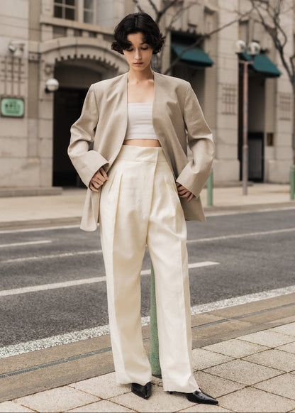【PRE ORDER】Linen Wrap Trousers (Chalk)