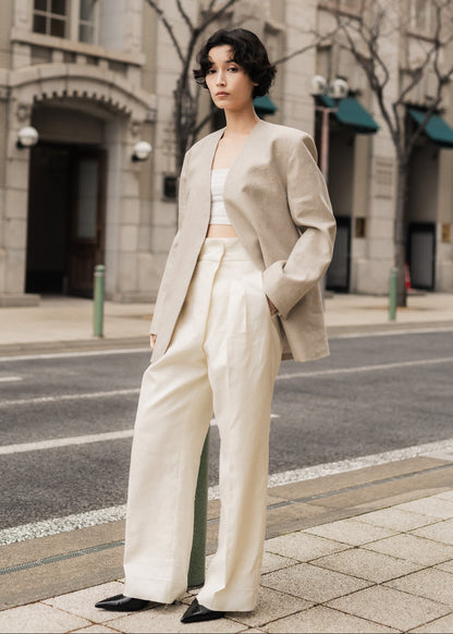 【PRE ORDER】Linen Wrap Trousers (Chalk)