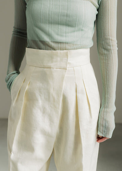 【PRE ORDER】Linen Wrap Trousers (Chalk)