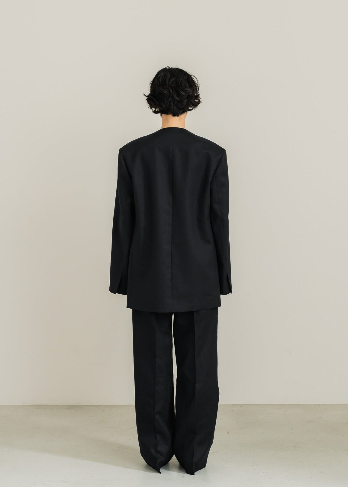 【PRE ORDER】Collarless Linen Jacket (Ink Black)