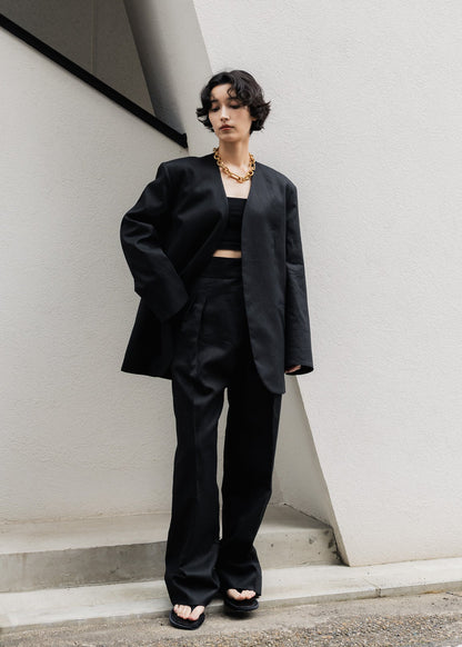 【PRE ORDER】Linen Wrap Trousers (Ink Black)