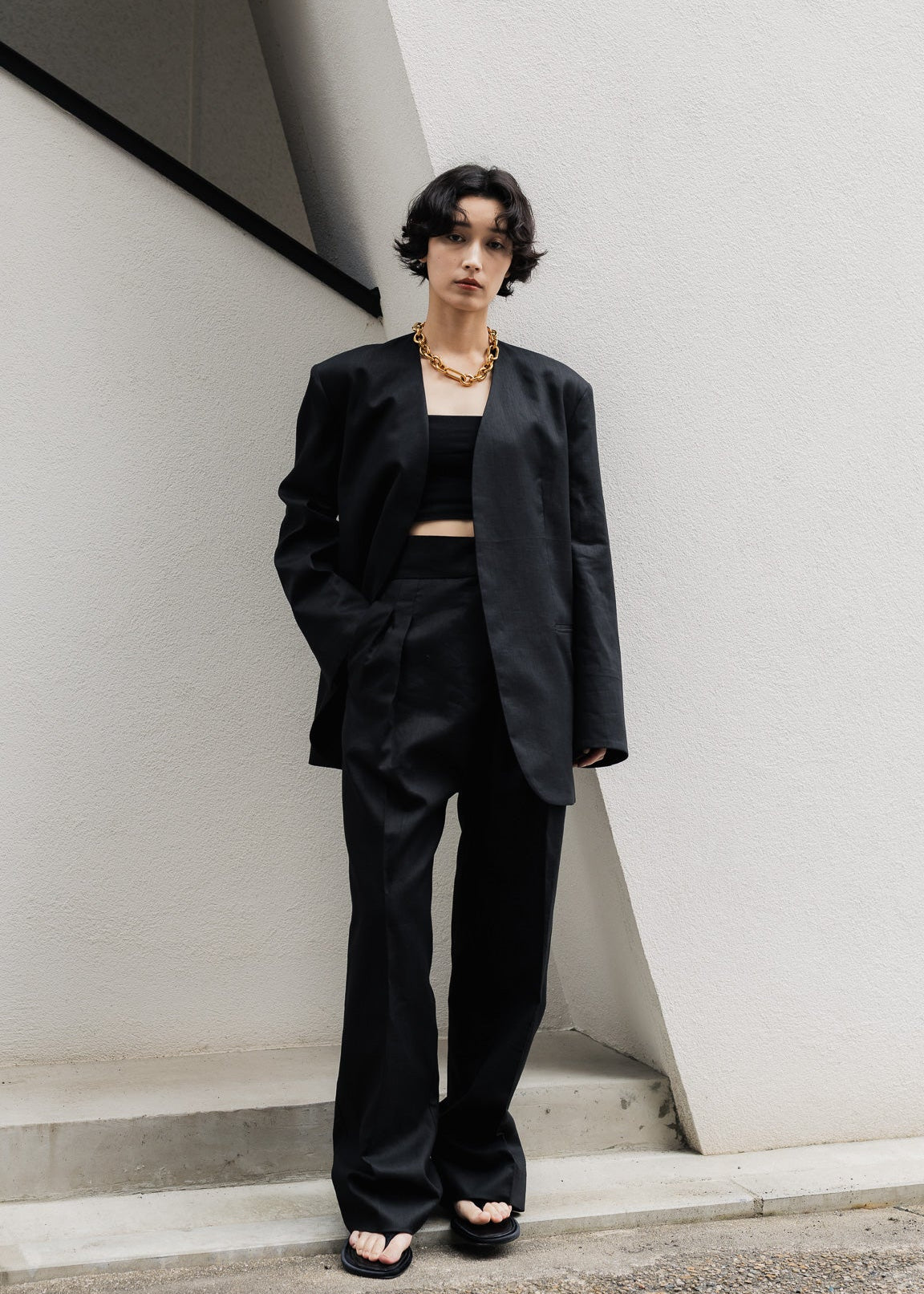 【PRE ORDER】Linen Wrap Trousers (Ink Black)