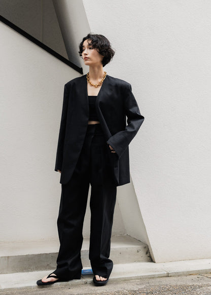 【PRE ORDER】Linen Wrap Trousers (Ink Black)