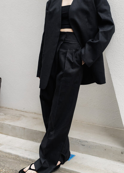 【PRE ORDER】Linen Wrap Trousers (Ink Black)