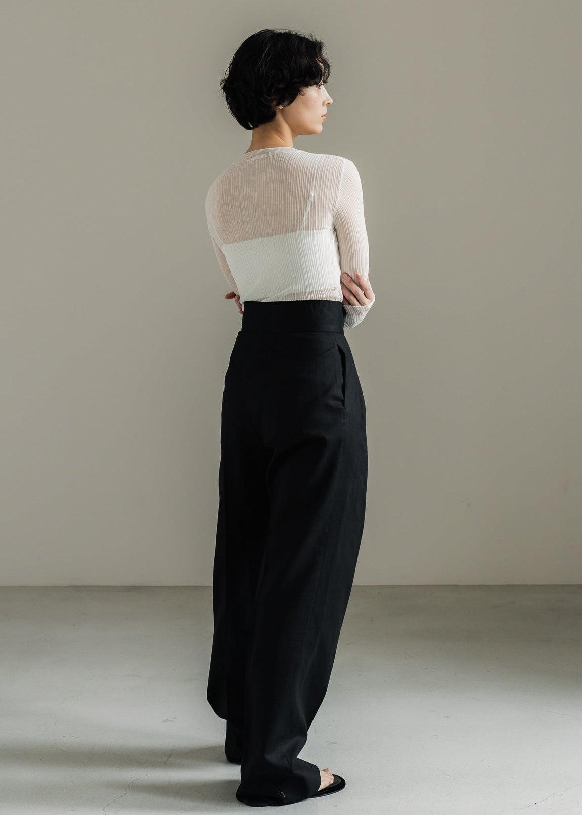 【PRE ORDER】Linen Wrap Trousers (Ink Black)