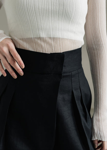 【PRE ORDER】Linen Wrap Trousers (Ink Black)