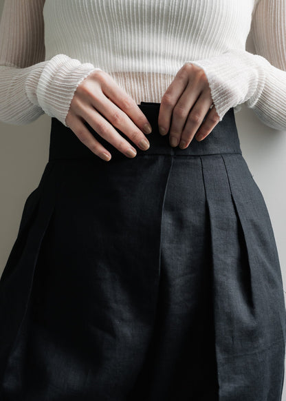 【PRE ORDER】Linen Wrap Trousers (Ink Black)