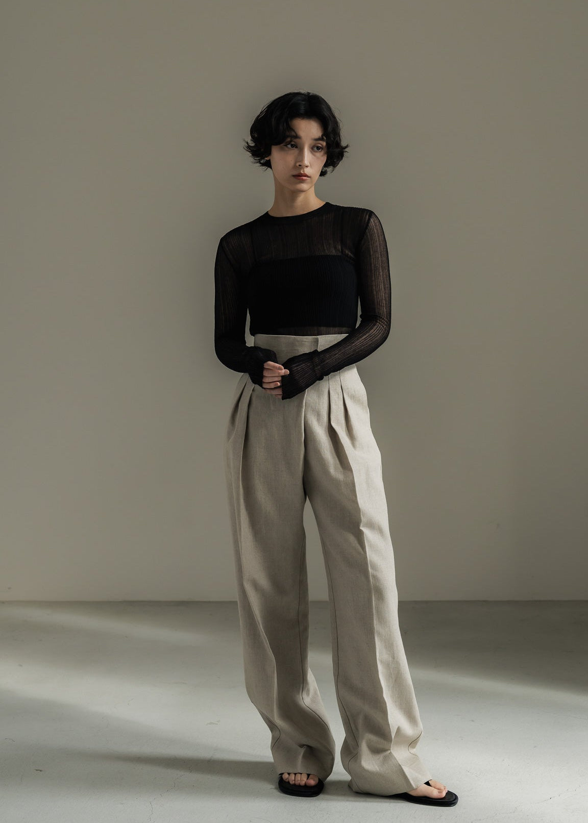 【PRE ORDER】Linen Wrap Trousers (Raw sand)