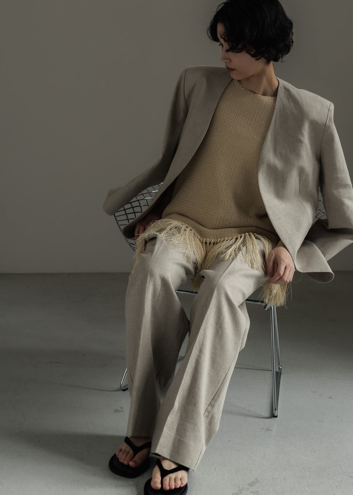 【PRE ORDER】Linen Wrap Trousers (Raw sand)