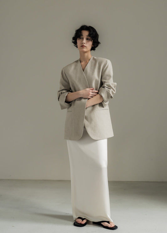 【PRE ORDER】Satin Straight Skirt(Milk)