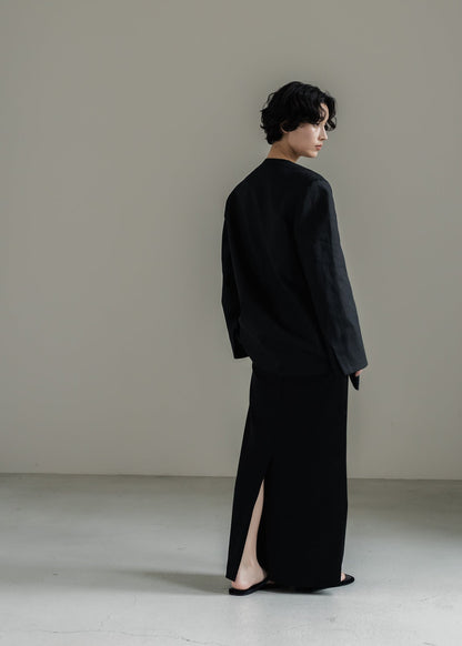 【PRE ORDER】Satin Straight Skirt (Black)