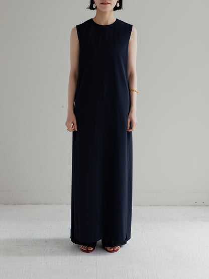 Long slit dress -dark navy-