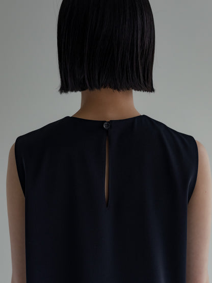 Long slit dress -dark navy-