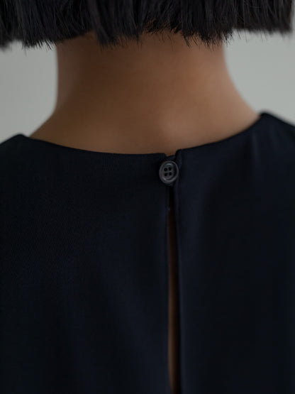 Long slit dress -dark navy-