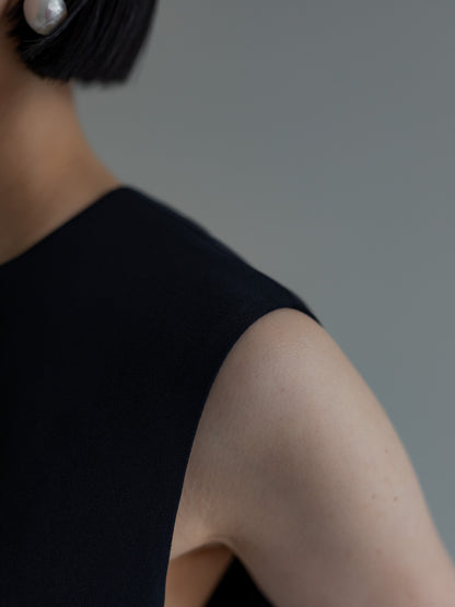 Long slit dress -dark navy-