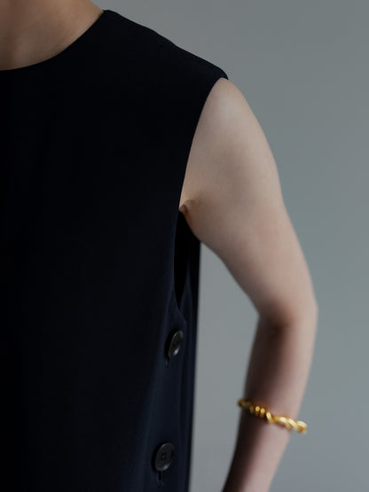 Long slit dress -dark navy-