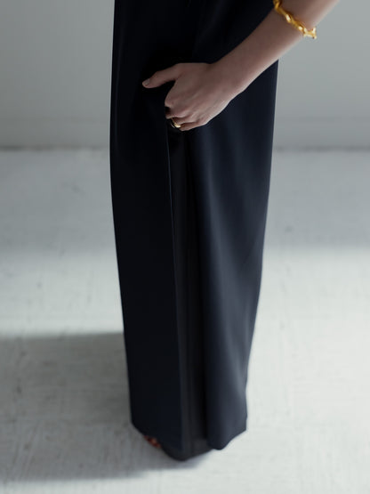 Long slit dress -dark navy-