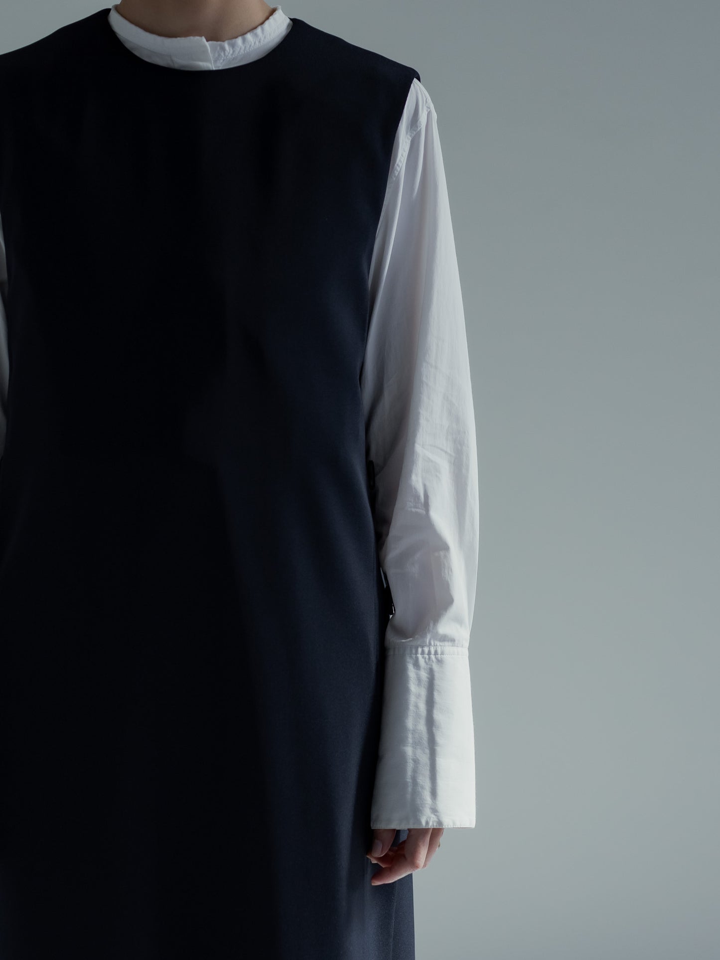Long slit dress -dark navy-