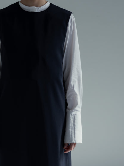 Long slit dress -dark navy-