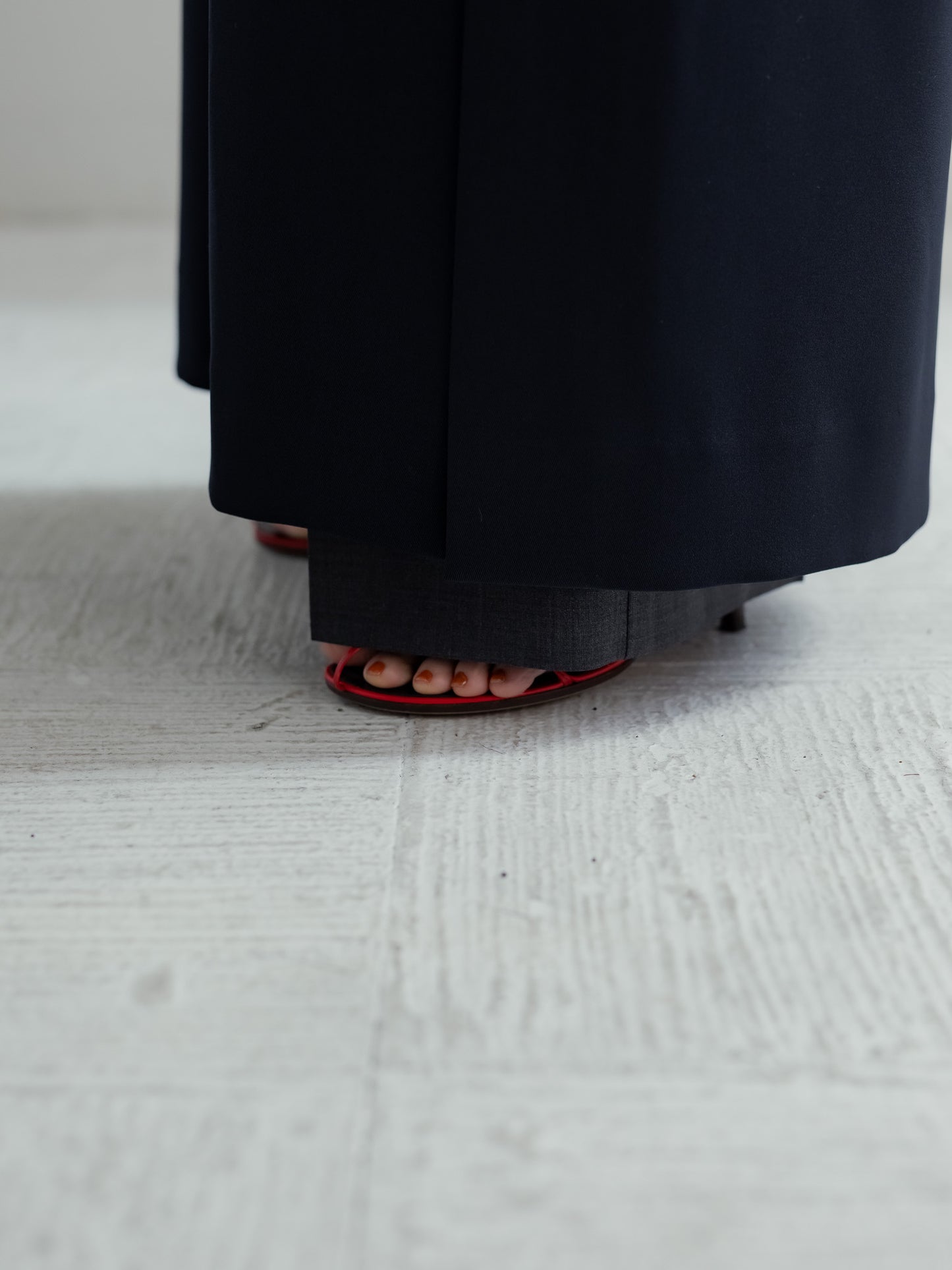 Long slit dress -dark navy-