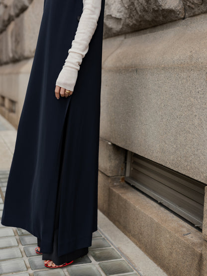 Long slit dress -dark navy-