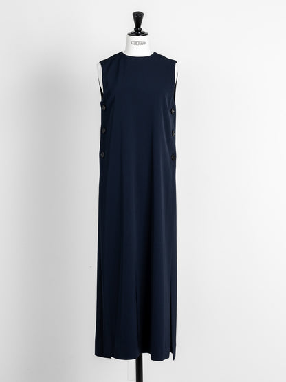 Long slit dress -dark navy-