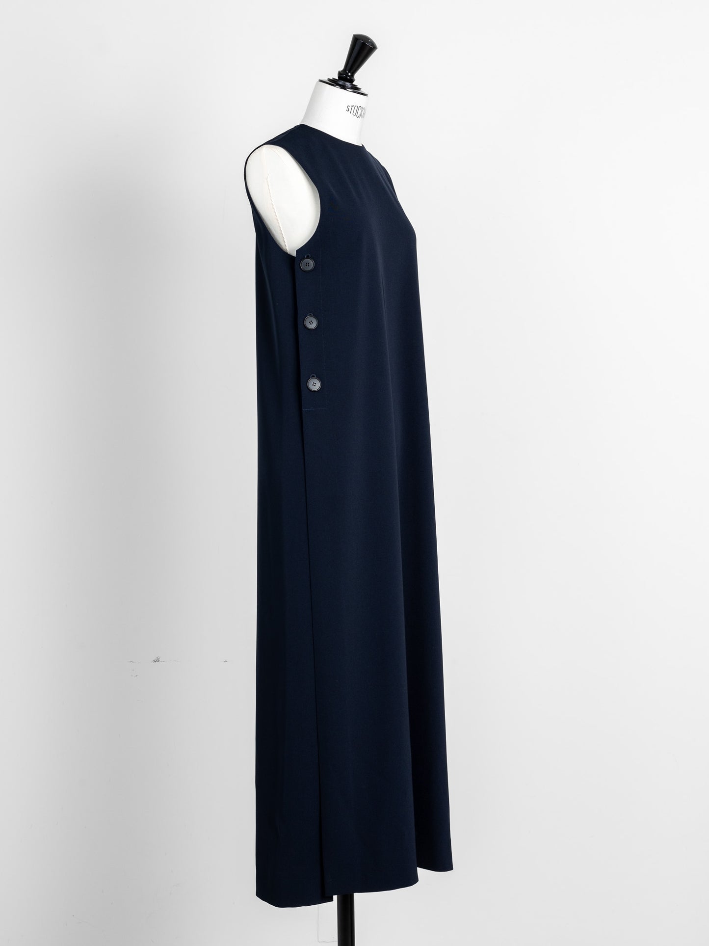 Long slit dress -dark navy-