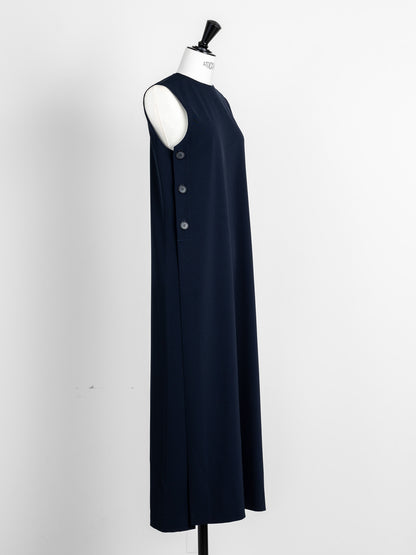 Long slit dress -dark navy-