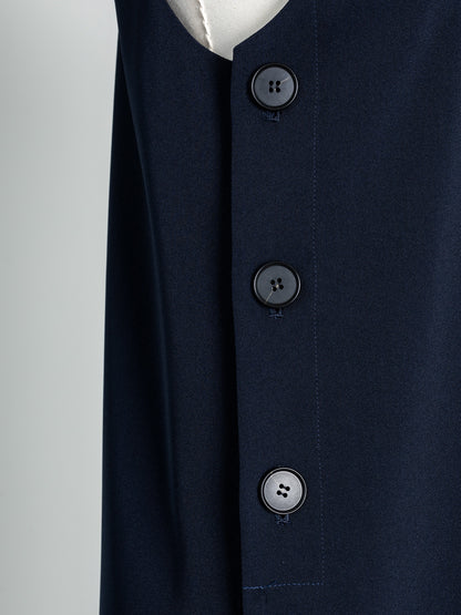 Long slit dress -dark navy-