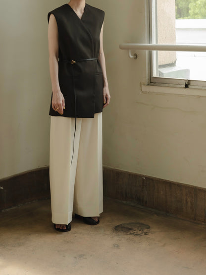 pintuck gabardine trousers (-ivory-)