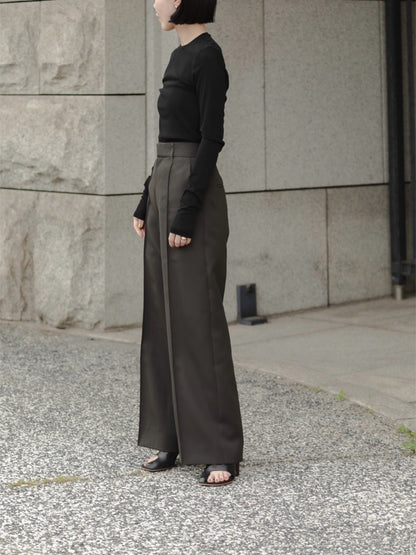 pintuck gabardine trousers (-d.olive-)