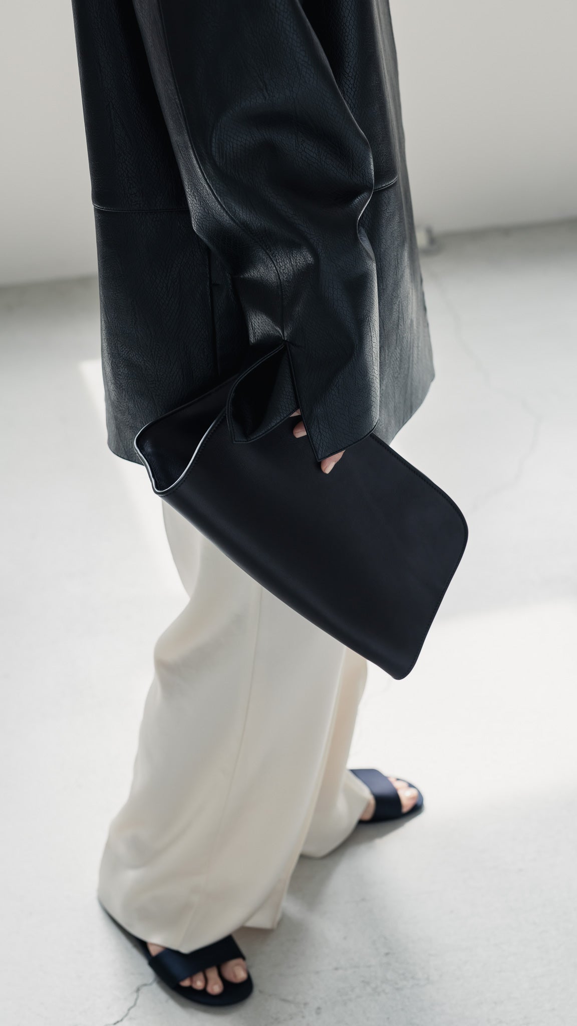 【PRE ORDER】Collarless Leather Jacket(black)