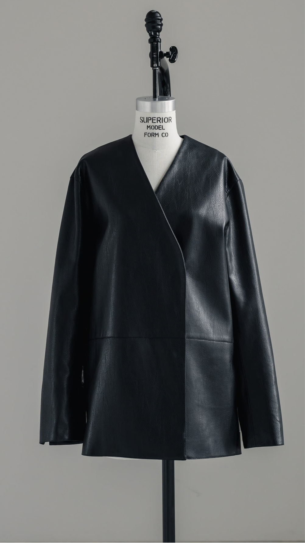 Collarless Leather Jacket(black) – NEAU