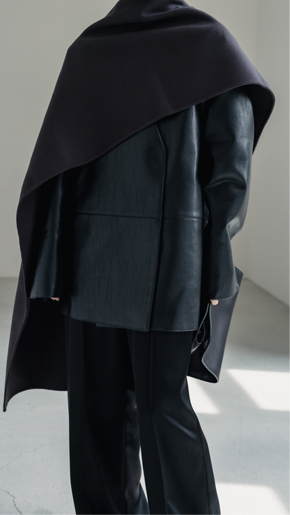 【PRE ORDER】Collarless Leather Jacket(black)