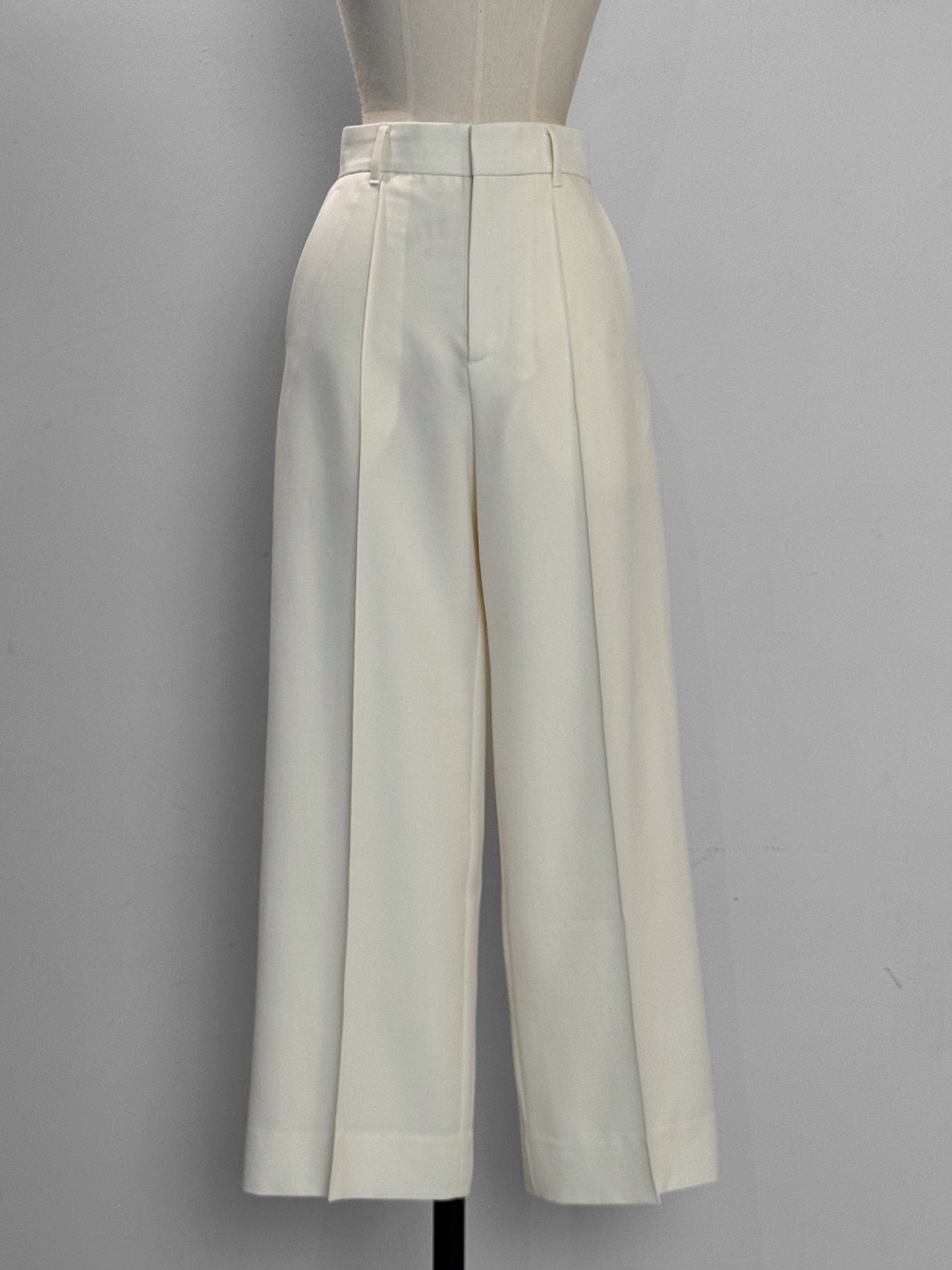 pintuck gabardine trousers (-ivory-)