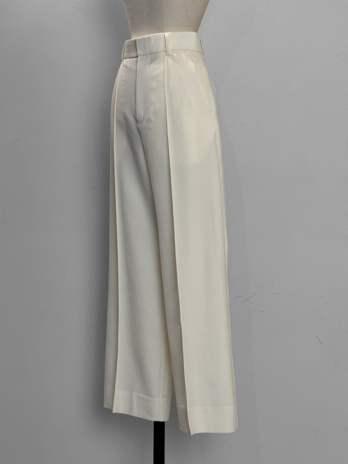 pintuck gabardine trousers (-ivory-)