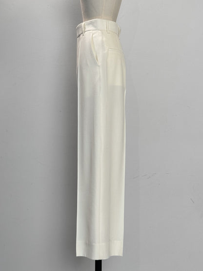 pintuck gabardine trousers (-ivory-)