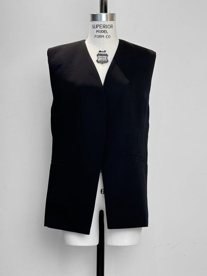 wool gabardine vest (-black-)