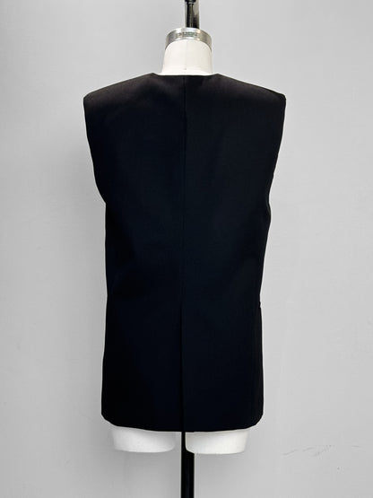 wool gabardine vest (-black-)