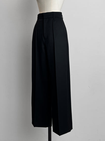 pintuck gabardine trousers (-black-)