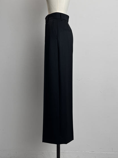 pintuck gabardine trousers (-black-)