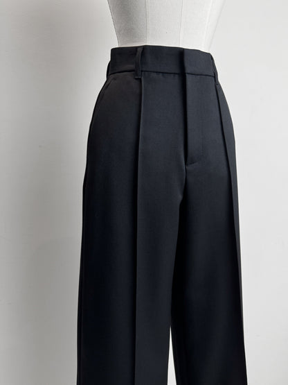 pintuck gabardine trousers (-black-)