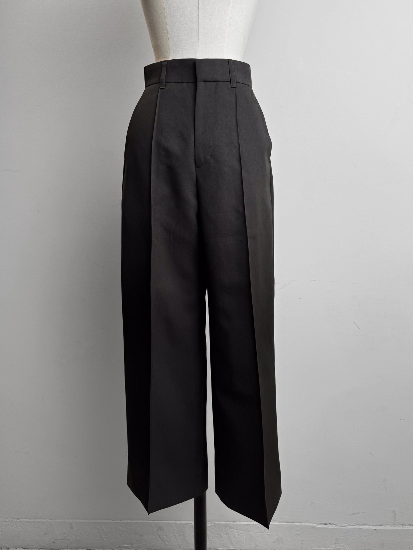 pintuck gabardine trousers (-d.olive-)