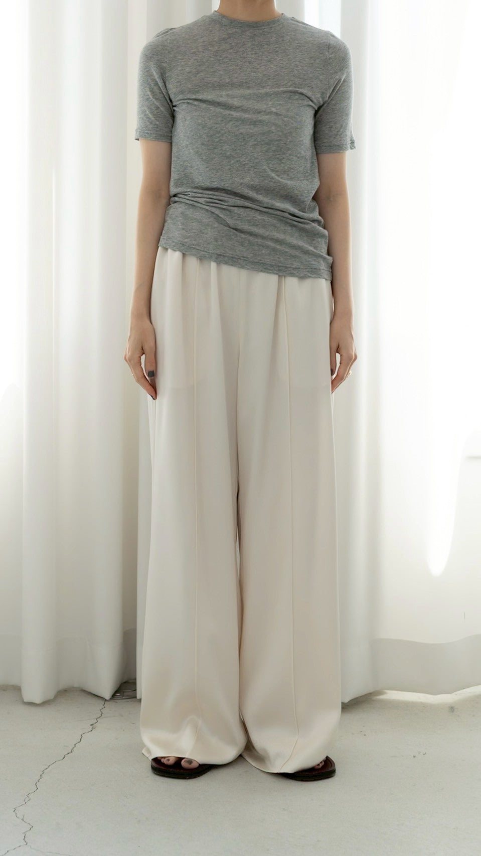 [PREORDER] satin easy pants (-milk-)