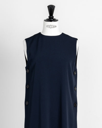 Long slit dress -dark navy-