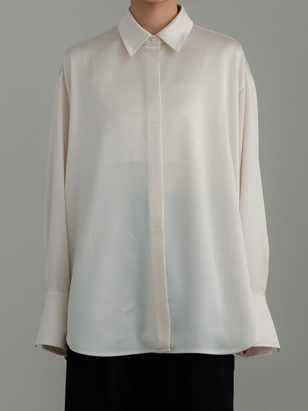 【PRE ORDER】Fluid Satin Shirt(Milk)